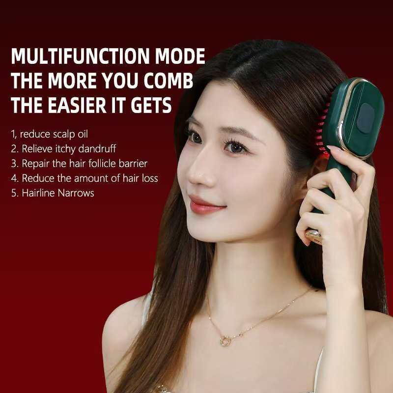 Red Light Scalp Massager Hair Growth Comb Electric Head Massage Brush with Serum Essence Applicator Hair Care Device Scalp Care Massaging Comb
