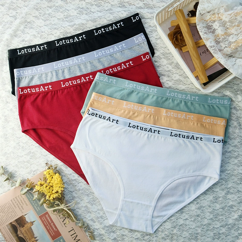 Women’s Cotton Briefs Mid Waist Letter Print Panties Ladies Underwear Soft Breathable Everyday Knickers Women's Clothing Lingerie Panties