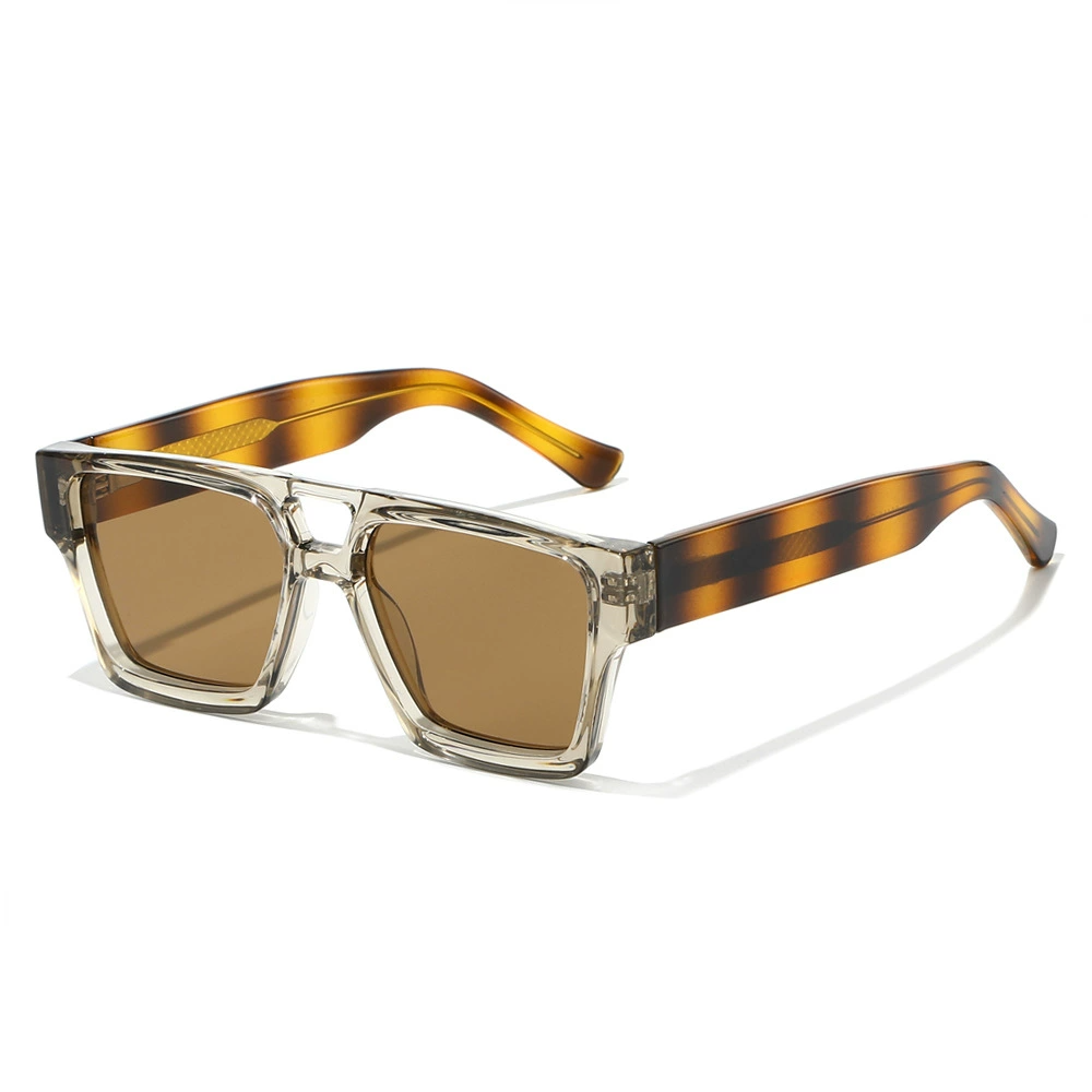 Polarized UV400 Sunglasses for Men & Women Vintage Double Bridge Square Frame Driving Sun Glasses Eyewear Accessory Sunglass Woman