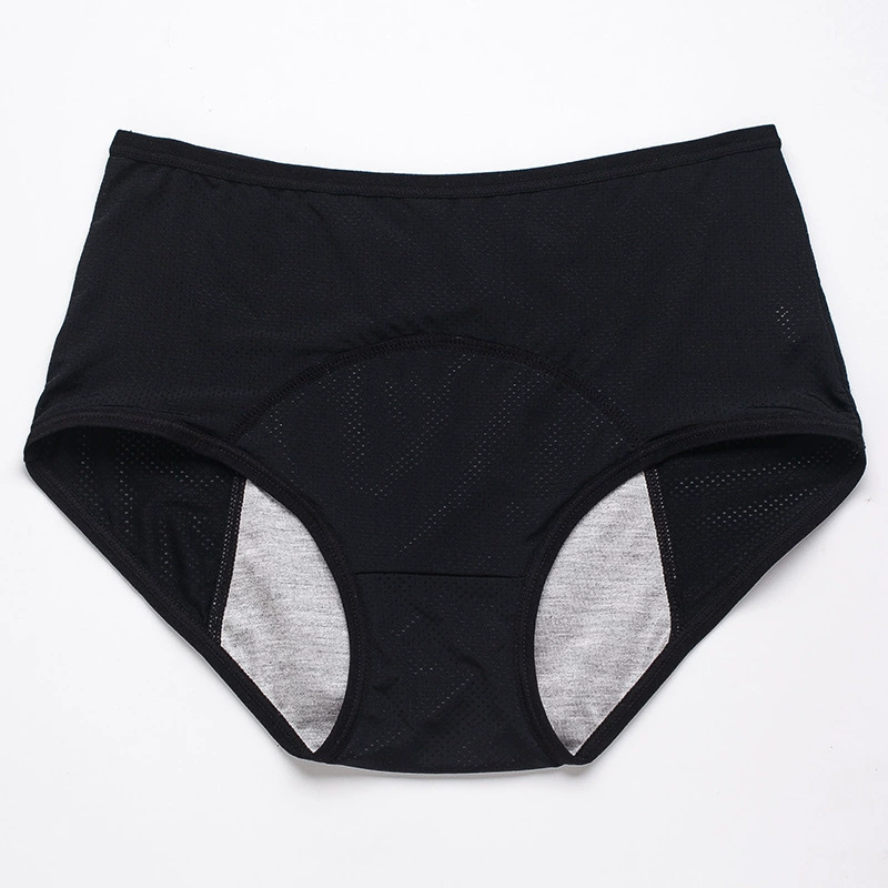 2Pcs Plus Size Women’s Period Underwear Breathable Mesh Mid-High Waist Leakproof Menstrual Panties with Extended Front & Back Protection Women's Clothing Lingerie Panties Period Panty