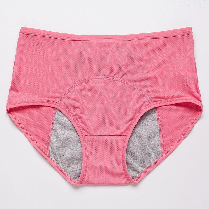 2Pcs Plus Size Women’s Period Underwear Breathable Mesh Mid-High Waist Leakproof Menstrual Panties with Extended Front & Back Protection Women's Clothing Lingerie Panties Period Panty