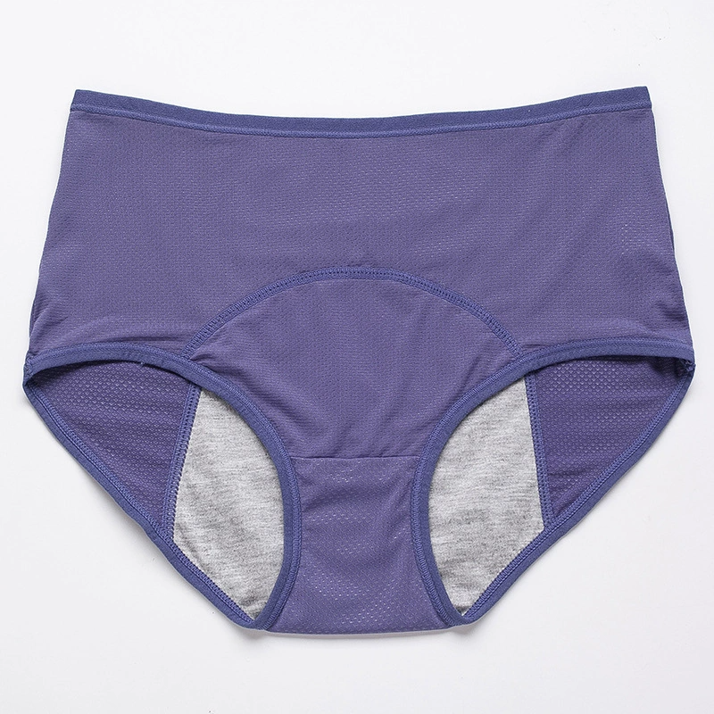 2Pcs Plus Size Women’s Period Underwear Breathable Mesh Mid-High Waist Leakproof Menstrual Panties with Extended Front & Back Protection Women's Clothing Lingerie Panties Period Panty