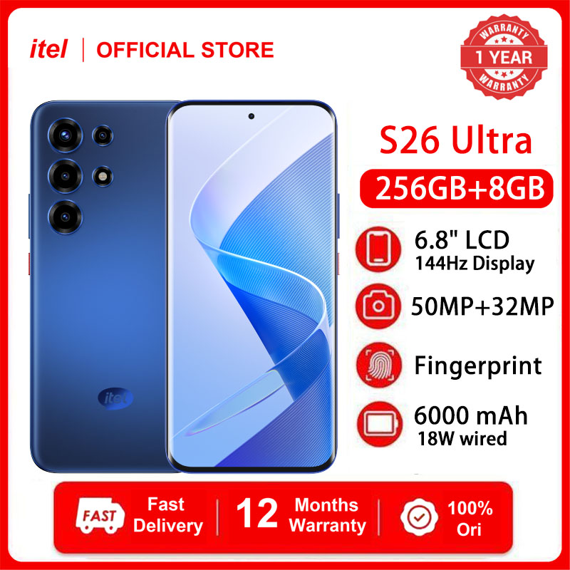 [Black Friday Pre-Sale] itel S26 Ultra 256GB+16(8+8)GB RAM 6.78" AMOLED Curved Display 144HZ Slim 4G Phone Dual SIM 50MP Camera Fingerprint Unlock 18W 6000 mAh Battery Android 15 AI Smart Phones