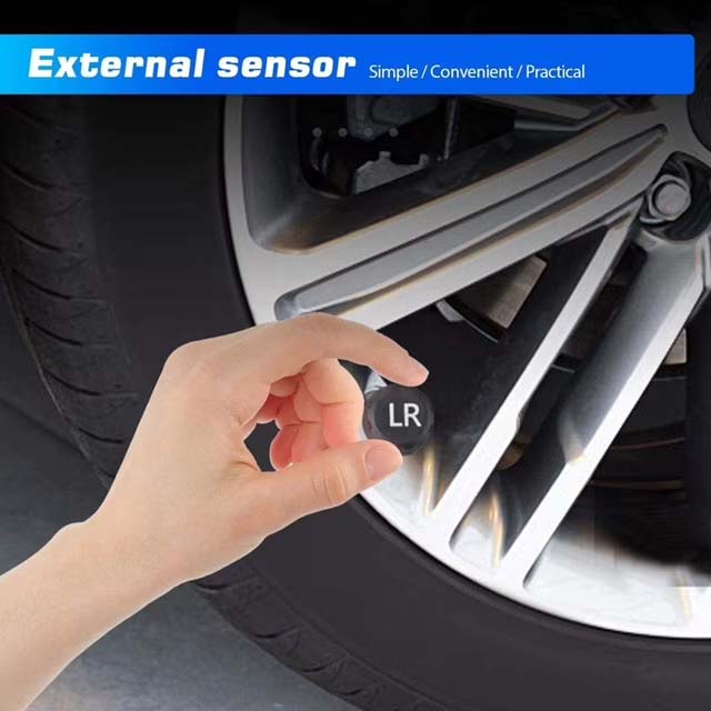 Tire Pressure Monitoring System Solar and USB Charging Wireless TPMS with 4 External Sensors 0-3.5Bar 6 Modes Auto Alarm System Sensor with Color LCD Display for Cars Trucks RVs