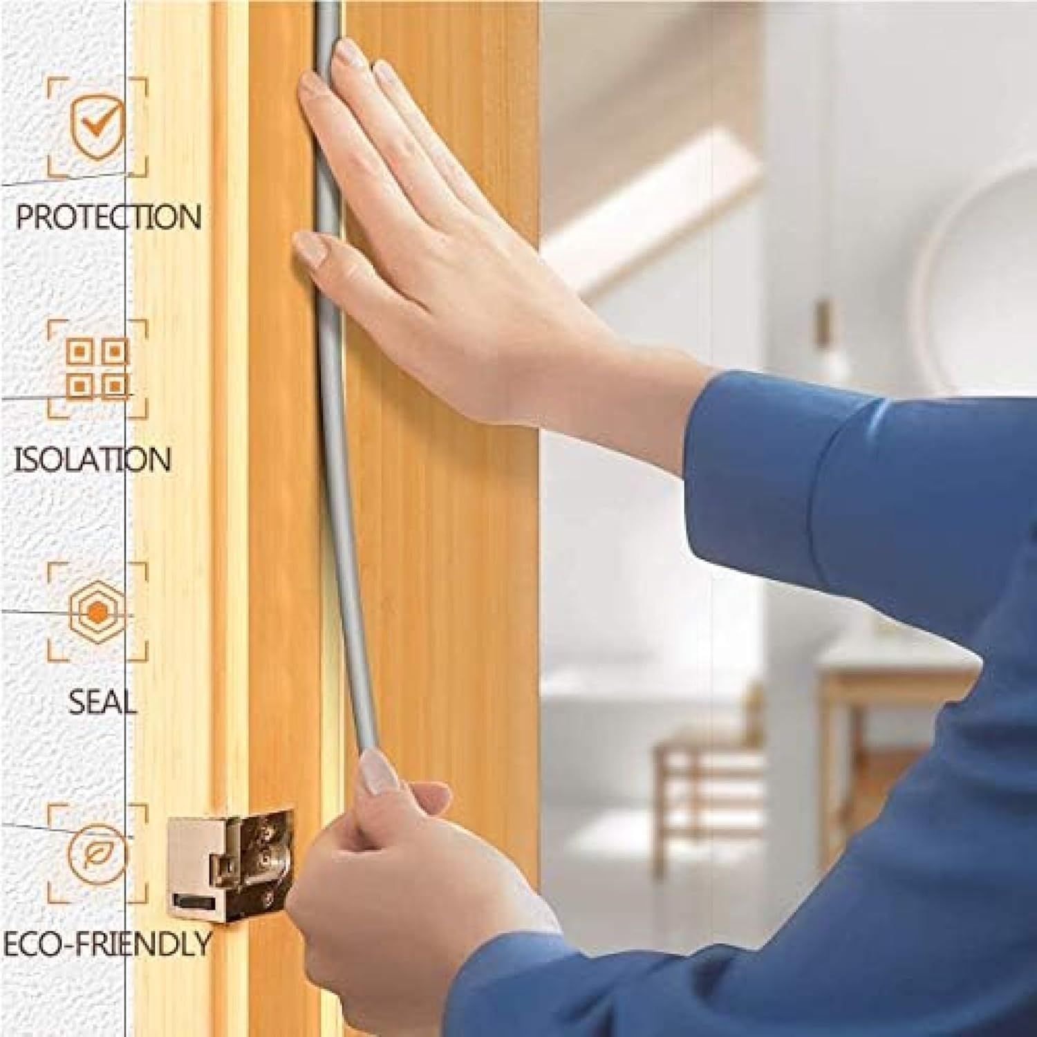 HIGHPOWER 6M(2x3m) Grey Weather Stripping Tape, Doors Windows Draught Excluder Self-Adhesive Anti-Collision Rubber D Type Foam Sealing Tape, Rubber Sound Insulation for Door Stopper Soundproofing