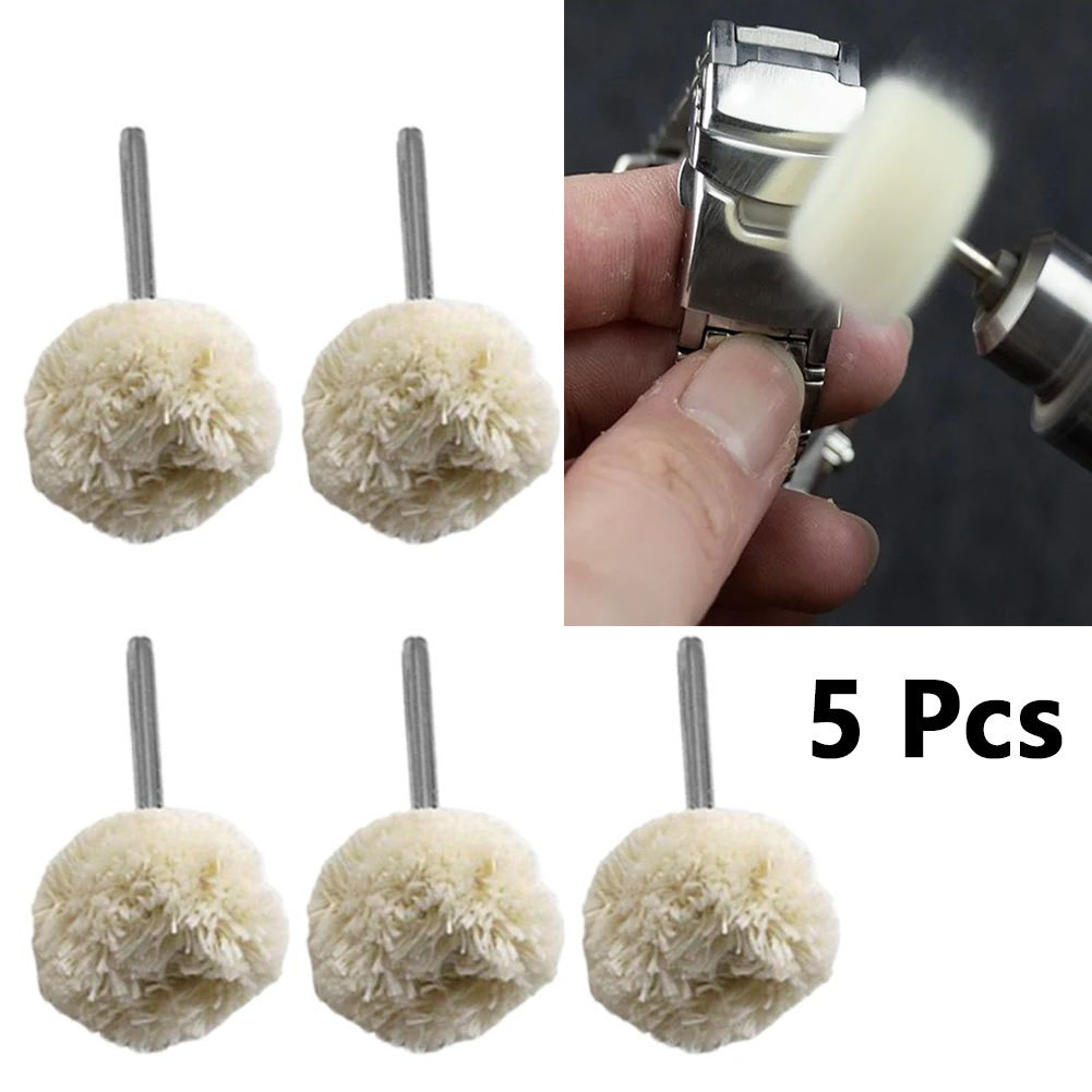 5pcs 3mm Shank Fine Cotton Thread Polishing Soft Fine Brush Abrasive Grinding Buffing Wheel Pad Grinder Head Buffer For Metal Jade Gem Drill Rotary Tools Accessories