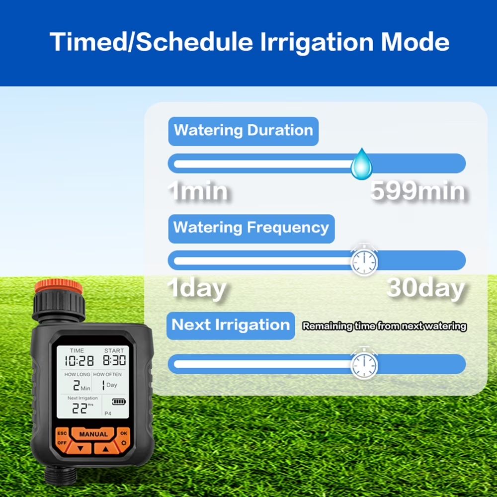 Rain Seer Watering Timer with Rain Sensor, Smart Programmable Hose Water Timer for Garden Yard Lawn Outdoor Digital Irrigation Auto/Manual 1 Outlet Large LCD Display Waterproof IP65 Home Rainfall Auto