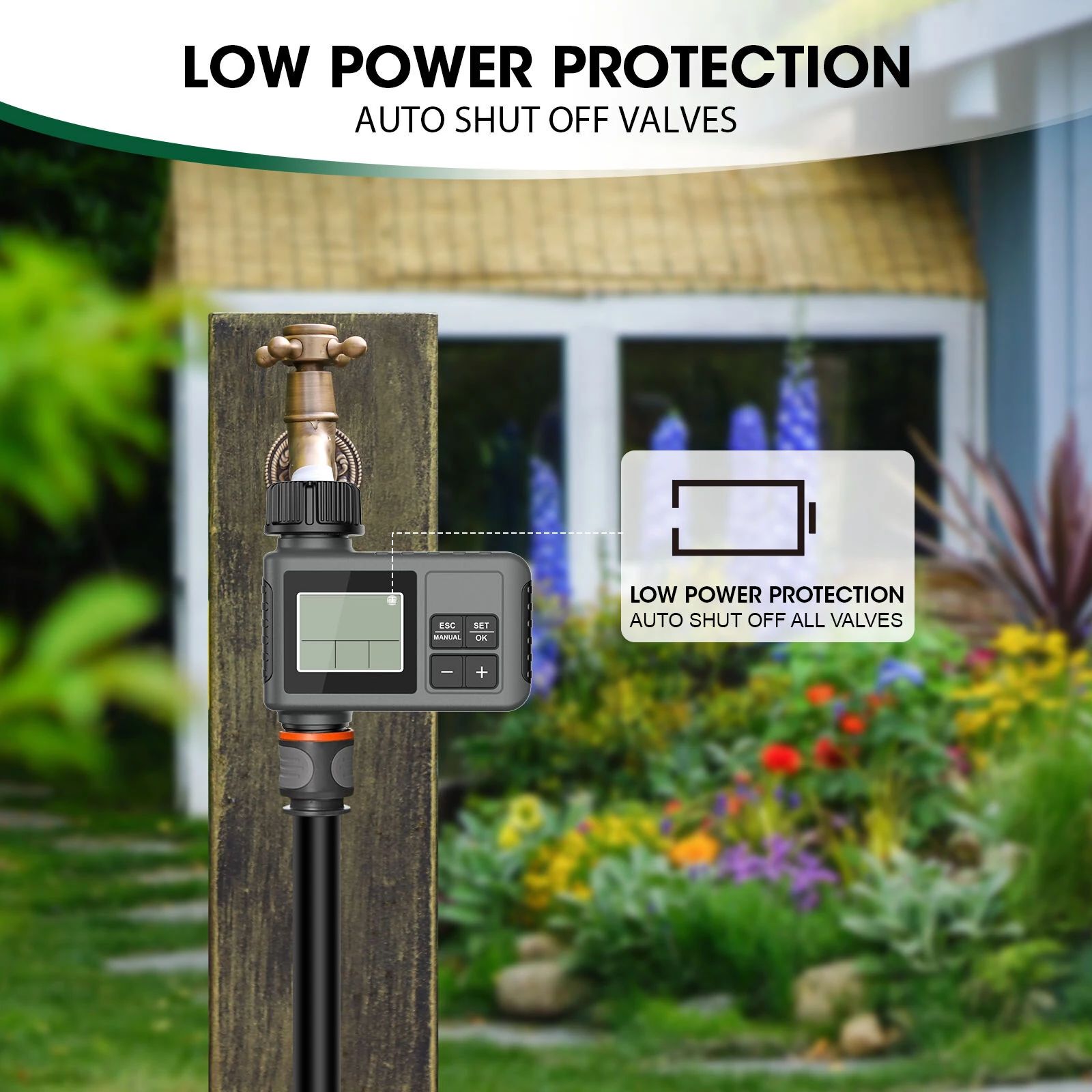 Irrigation Timer Intelligent Irrigation Watering System Sprinkler Timer Garden Programmer Equipment Waterproof LCD Display Flower Water Timing ABS UV Resistant SGW01 - 3/4" External Thread