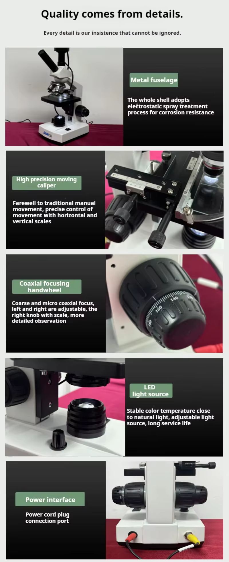 Professional Digital Compound Microscope 7 inches Screen 40X-400X Microscopios School Laboratory Use Microscopes Camera Screen Biological Analysis HD Binocular Student TV AV USB Electronic Eyepiece