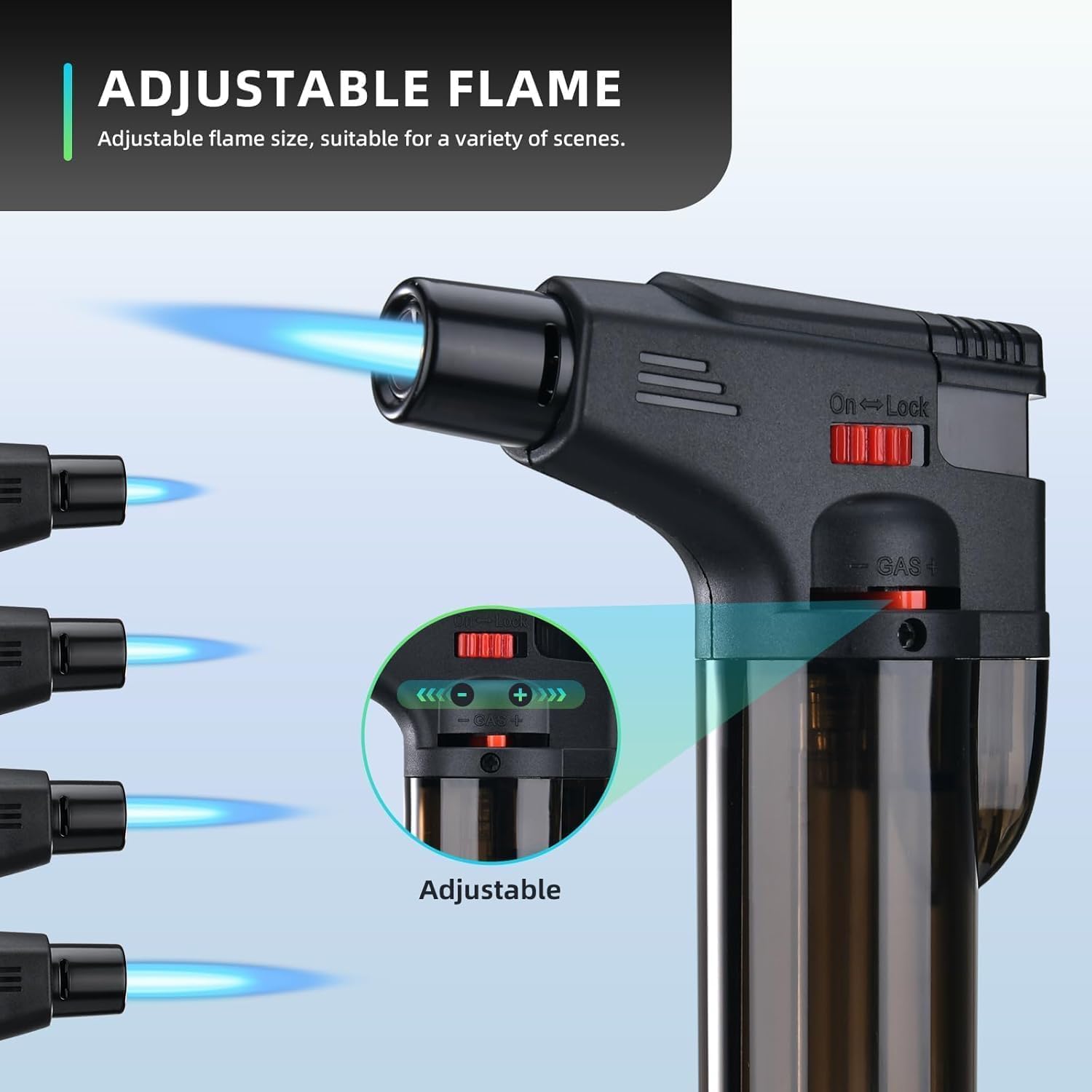 Blow Torch Fire Gun Jet Flame Refillable Butane Gas Lighter Windproof Resin art Barbeque Candle Bonfire Camping Cigar Lighter with Stand Windproof + 100ml Clipper Butane Refill Gas Canister