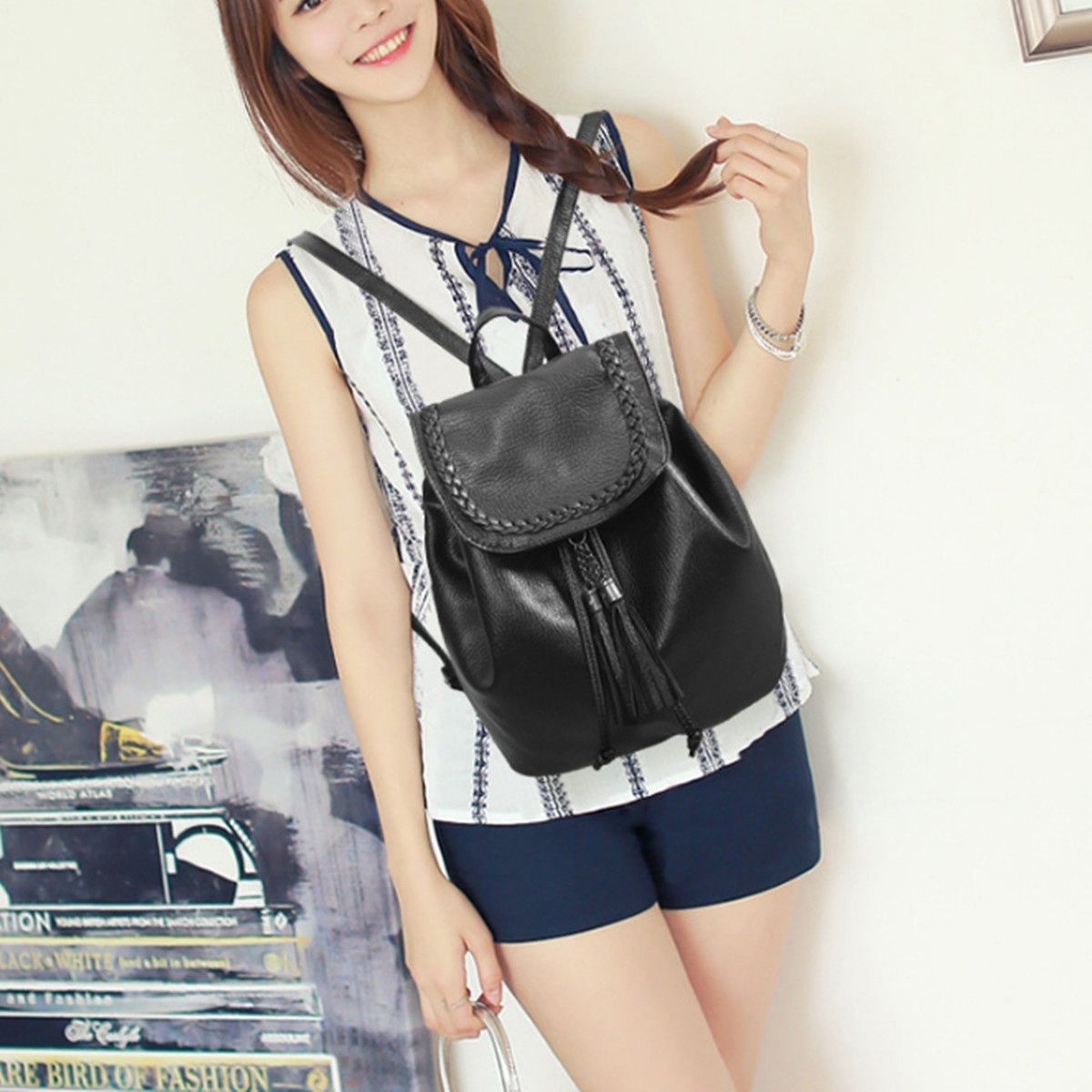 3pcs Women Girl Backpack Travel Rucksack PU Leather Handbag  Shoulder School Bag