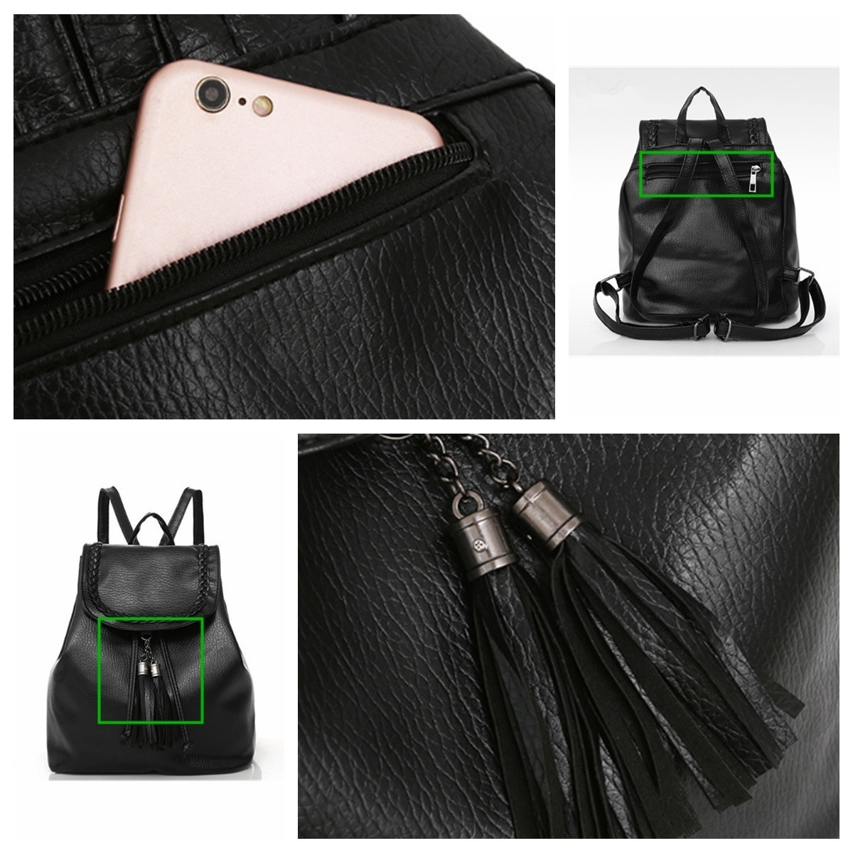3pcs Women Girl Backpack Travel Rucksack PU Leather Handbag  Shoulder School Bag