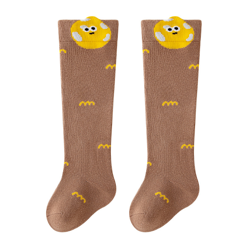 3 Pairs Baby Knee High Cotton Socks, Seamless Toe Infant Long Socks, Loose Cuff Anti Binding Toddler Socks, Cute Cartoon Breathable Baby Stockings For 0-3 Years Boys Girls