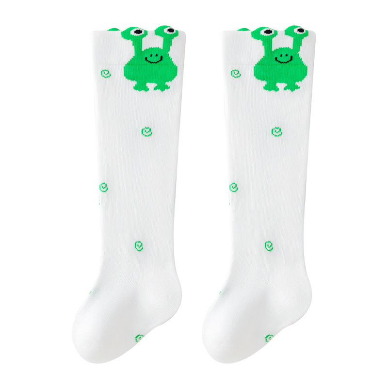 3 Pairs Baby Knee High Cotton Socks, Seamless Toe Infant Long Socks, Loose Cuff Anti Binding Toddler Socks, Cute Cartoon Breathable Baby Stockings For 0-3 Years Boys Girls