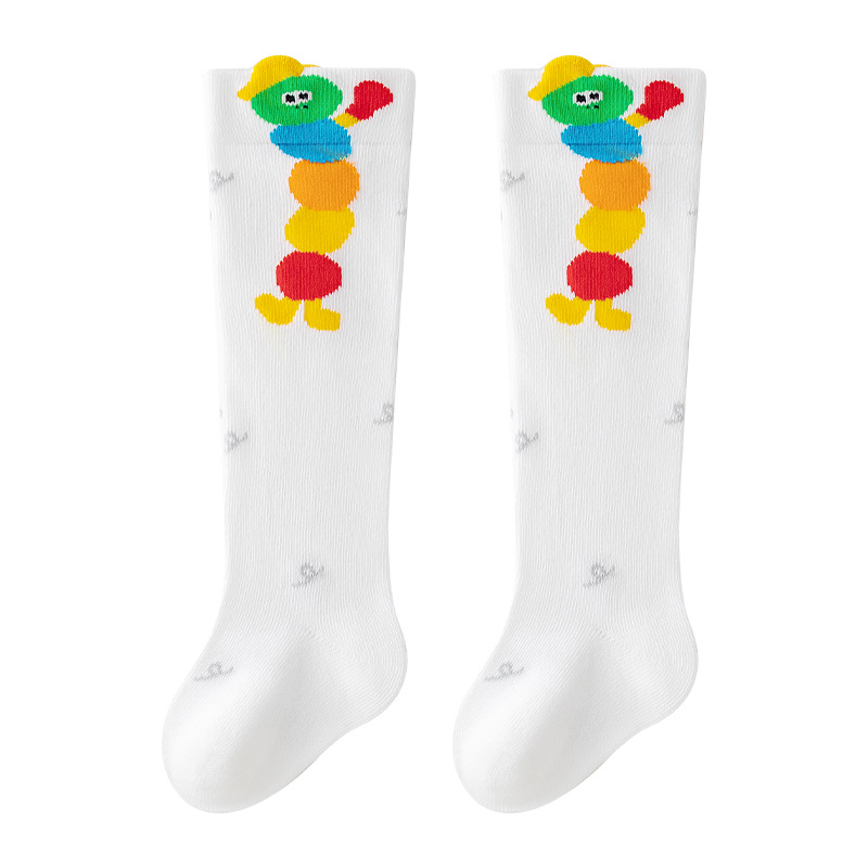 3 Pairs Baby Knee High Cotton Socks, Seamless Toe Infant Long Socks, Loose Cuff Anti Binding Toddler Socks, Cute Cartoon Breathable Baby Stockings For 0-3 Years Boys Girls