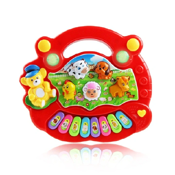 Farm Animal Musical Piano Toy, Educational Electronic Keyboard with Lights & Sounds for Kids, 4 Play Modes Learning Instrument for Toddlers, Animal Sound Music Toy Gift for Boys Girls Age 3+