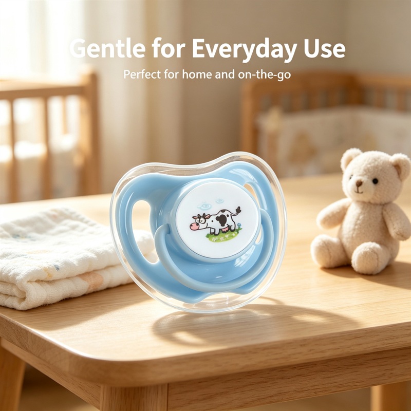 Baby Silicone Pacifier Round Nipple BPA Free Food Grade with Dust Cover Cute Animal Print for Newborn