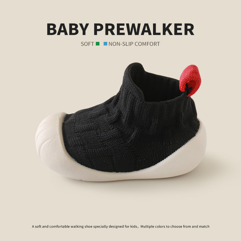 Baby Prewalker Shoes with Cotton Knit Upper, Flexible Non-Slip TPE Soft Sole, Slip-On Indoor First Walking Shoes,Multiple colors are available for selection