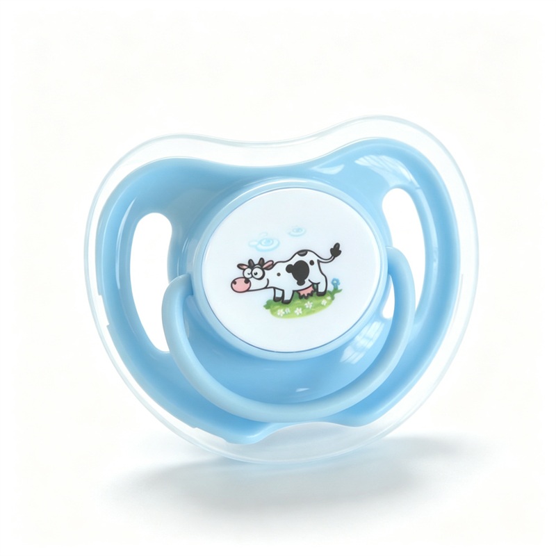 Baby Silicone Pacifier Round Nipple BPA Free Food Grade with Dust Cover Cute Animal Print for Newborn