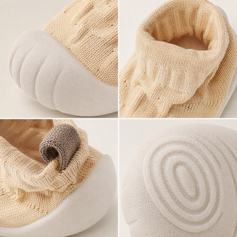 Baby Prewalker Shoes with Cotton Knit Upper, Flexible Non-Slip TPE Soft Sole, Slip-On Indoor First Walking Shoes,Multiple colors are available for selection