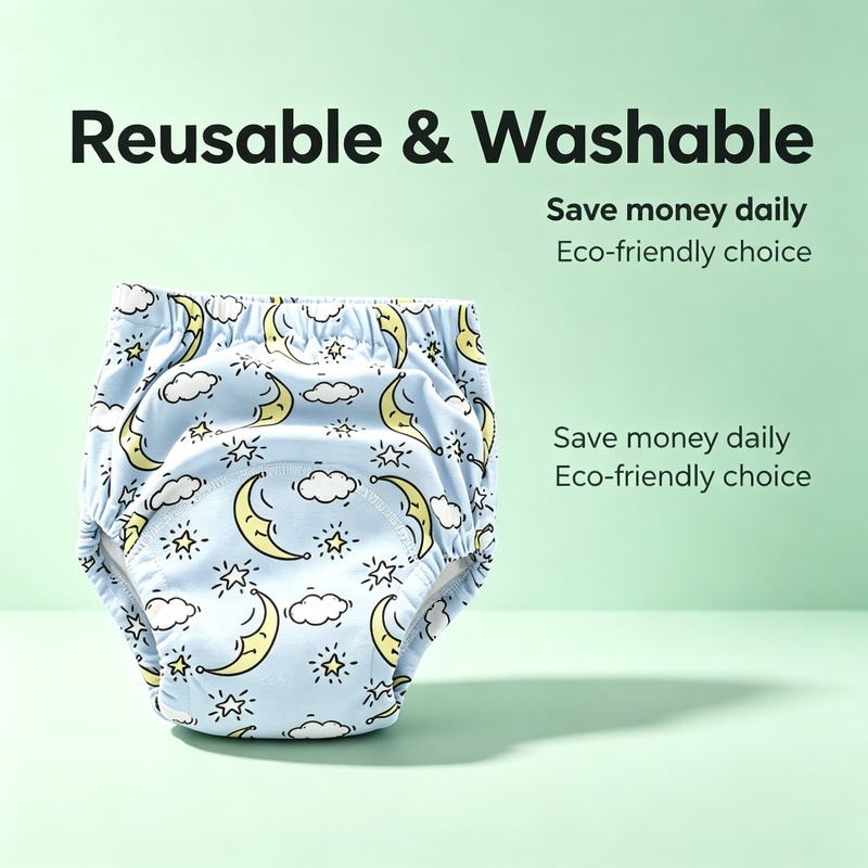 3-Pack Baby Boys Girls Potty Training Pants 6 Layer Gauze Waterproof Reusable Cotton Cloth Diapers Washable Toddler Underwear Breathable Leak-proof Learning Pants S/M/L 3 Random Patterns