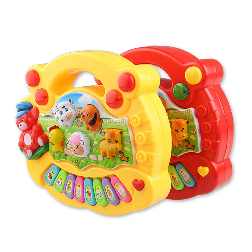 Farm Animal Musical Piano Toy, Educational Electronic Keyboard with Lights & Sounds for Kids, 4 Play Modes Learning Instrument for Toddlers, Animal Sound Music Toy Gift for Boys Girls Age 3+
