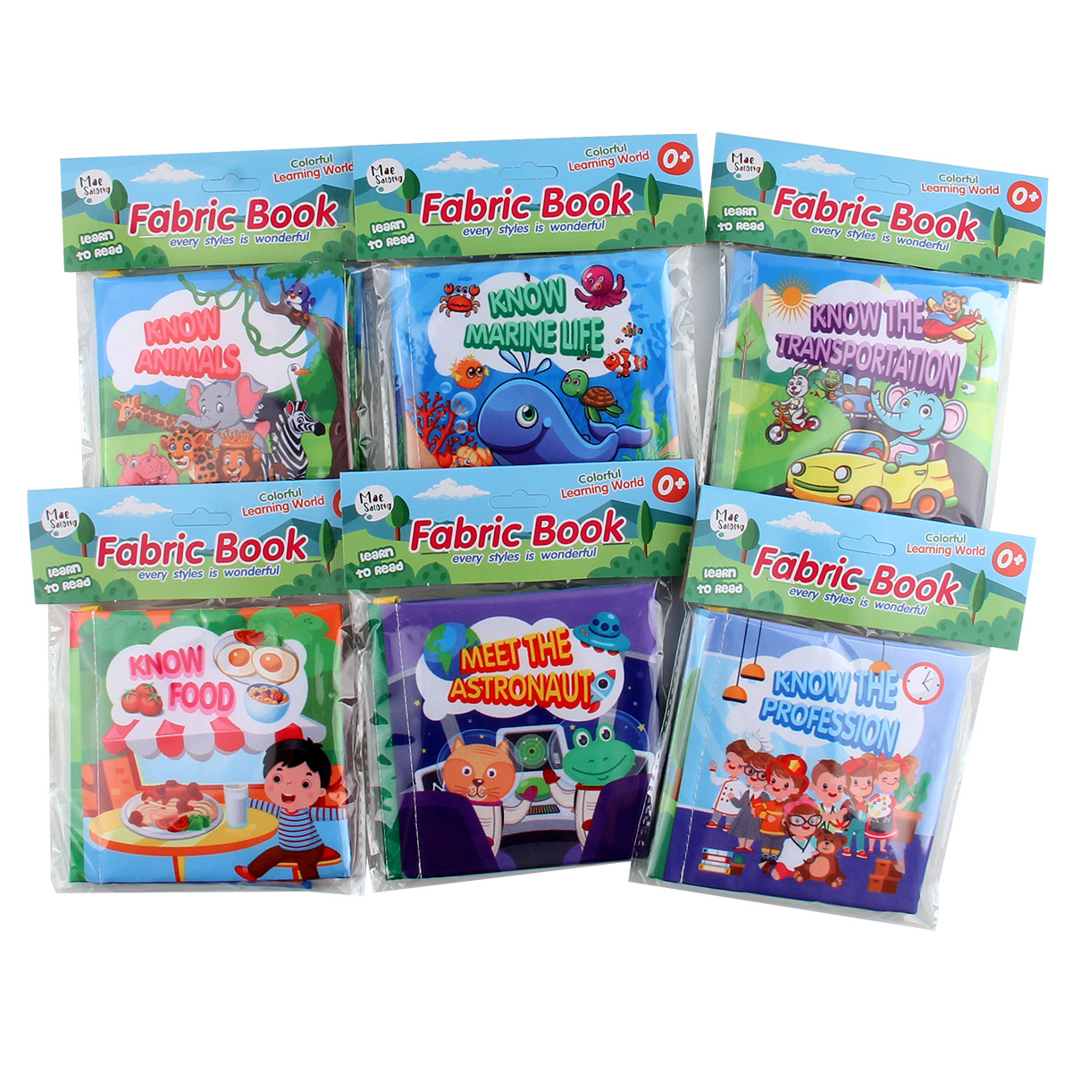 Baby Soft Cloth Book Early Educational Toys, Fruits Animals Numbers Food Cognitive Crinkle Sensory Learning Book for Infants Toddlers 12-72 Months, 8 Pages Washable