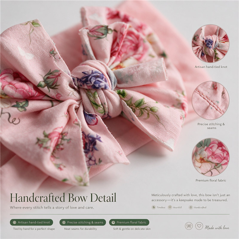 Baby Girls Floral Bow Headbands Soft Stretchy Handmade Hair Bands for Newborn Infant Toddler 0-4 Years Lightweight 14.4g Multi-Color Patterns Gift Ready