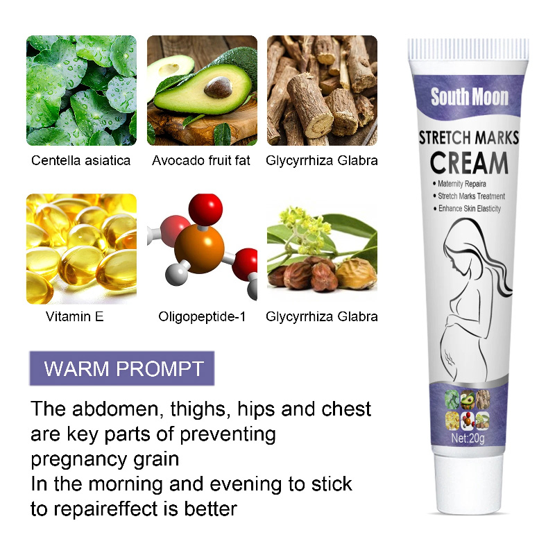 South Moon Stretch Marks Cream 20g Maternity Repair for Abdomen Hips Thighs Chest Skin Elasticity Moisturizing