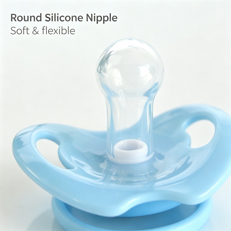 Baby Silicone Pacifier Round Nipple BPA Free Food Grade with Dust Cover Cute Animal Print for Newborn