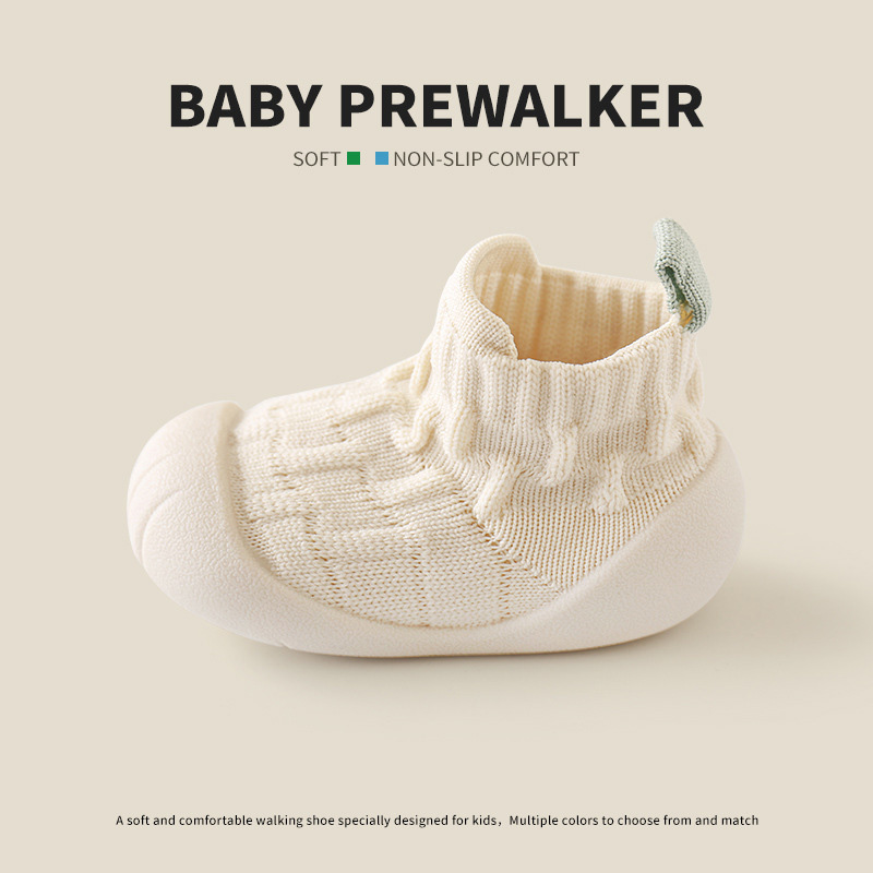 Baby Prewalker Shoes with Cotton Knit Upper, Flexible Non-Slip TPE Soft Sole, Slip-On Indoor First Walking Shoes,Multiple colors are available for selection