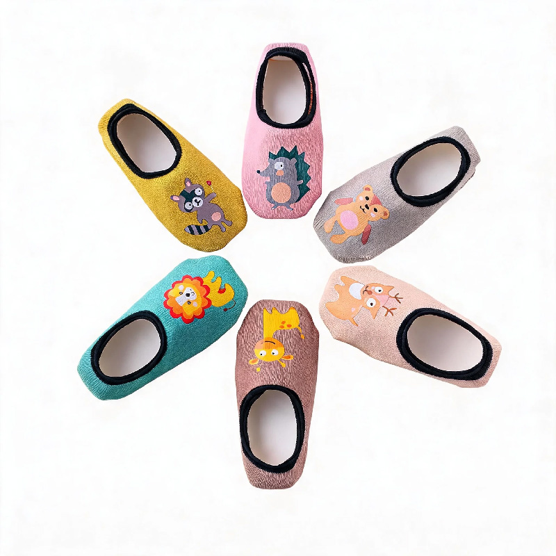 Baby Non‑Slip Floor Socks, Thin Cotton Invisible No‑Show Socks, Cartoon Anti‑Slip Silicone Sole Toddler Socks For Boys Girls, Breathable Summer Kids Boat Socks 3 Pairs Set