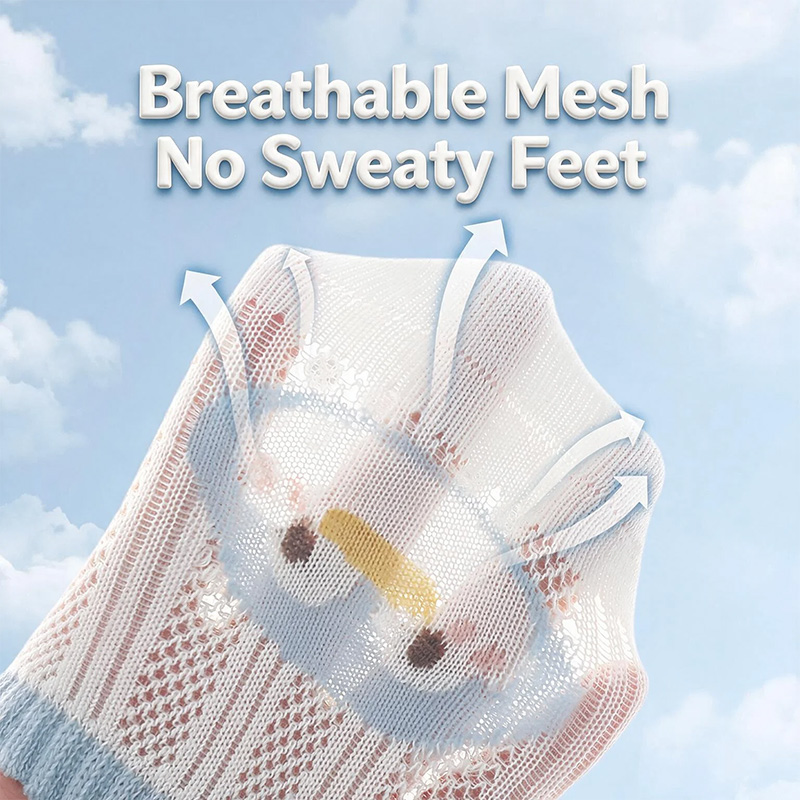 Infant Non-Slip Socks 6 Pairs, Breathable Mesh Cotton-Blend Baby Grip Socks for Crawling, Nursery and Indoor Play, 6 Animal Patterns for Boys and Girls, Suitable for babies aged 0-5 years old