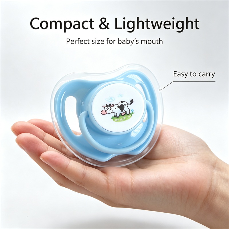 Baby Silicone Pacifier Round Nipple BPA Free Food Grade with Dust Cover Cute Animal Print for Newborn