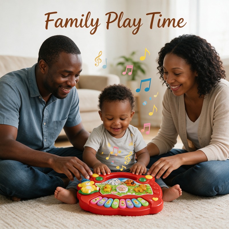 Farm Animal Musical Piano Toy, Educational Electronic Keyboard with Lights & Sounds for Kids, 4 Play Modes Learning Instrument for Toddlers, Animal Sound Music Toy Gift for Boys Girls Age 3+