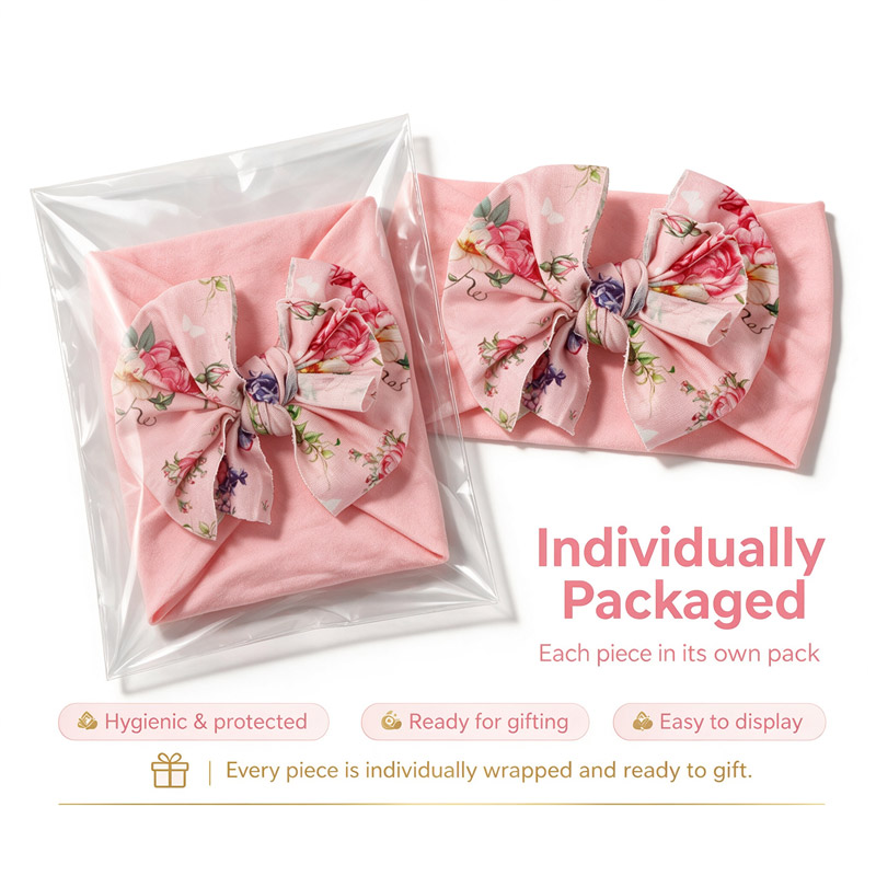 Baby Girls Floral Bow Headbands Soft Stretchy Handmade Hair Bands for Newborn Infant Toddler 0-4 Years Lightweight 14.4g Multi-Color Patterns Gift Ready