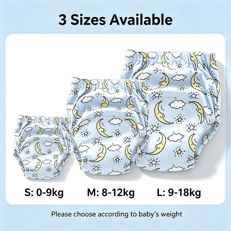 3-Pack Baby Boys Girls Potty Training Pants 6 Layer Gauze Waterproof Reusable Cotton Cloth Diapers Washable Toddler Underwear Breathable Leak-proof Learning Pants S/M/L 3 Random Patterns