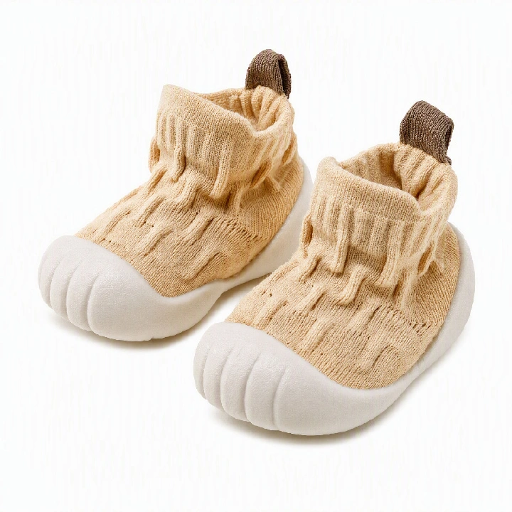 Baby Prewalker Shoes with Cotton Knit Upper, Flexible Non-Slip TPE Soft Sole, Slip-On Indoor First Walking Shoes,Multiple colors are available for selection