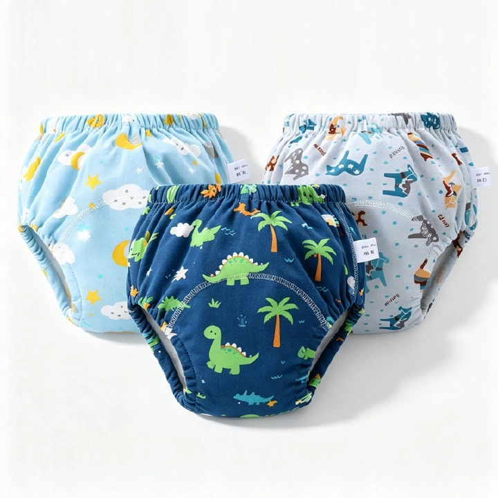 3-Pack Baby Boys Girls Potty Training Pants 6 Layer Gauze Waterproof Reusable Cotton Cloth Diapers Washable Toddler Underwear Breathable Leak-proof Learning Pants S/M/L 3 Random Patterns