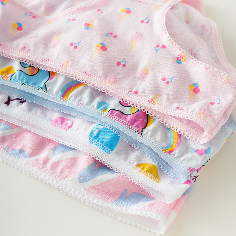 100% Cotton Girls Briefs 6 Pack, Soft Breathable Triangle Underwear for Baby Girls 7-13kg, Picot Lace Edge Elastic Waistband, Assorted Cute Prints, 3 Sizes by Weight
