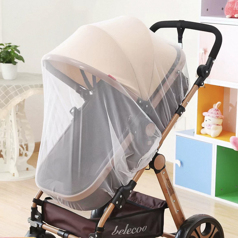 Universal Baby Stroller Mosquito Net Full Cover, Dense Mesh Insect Netting for Infant Pushchair Pram, 360 Degree Protection Easy Install, Fits Most Strollers, Cream White