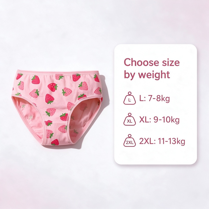 100% Cotton Girls Briefs 6 Pack, Soft Breathable Triangle Underwear for Baby Girls 7-13kg, Picot Lace Edge Elastic Waistband, Assorted Cute Prints, 3 Sizes by Weight