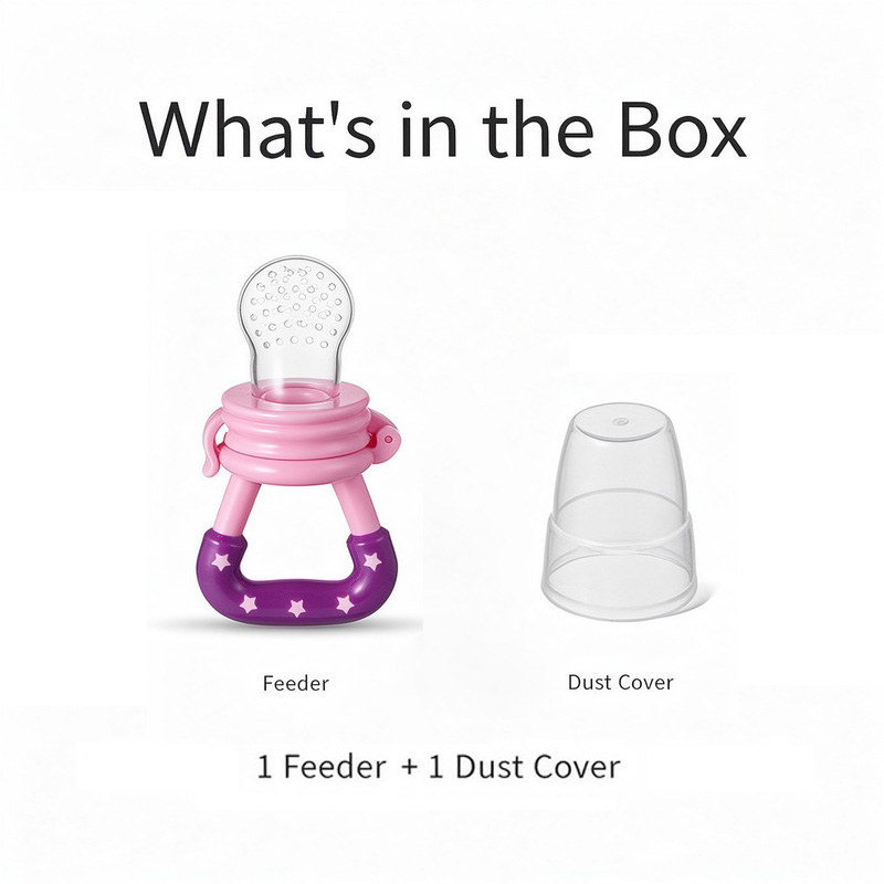 Baby Fruit Feeder Pacifier, Food-Grade Silicone Teething Toy with Star Handle, BPA-Free Infant Fruit Vegetable Feeder, 2mm Holes, Dust Cap, for 4-6 Months, 4 Colors