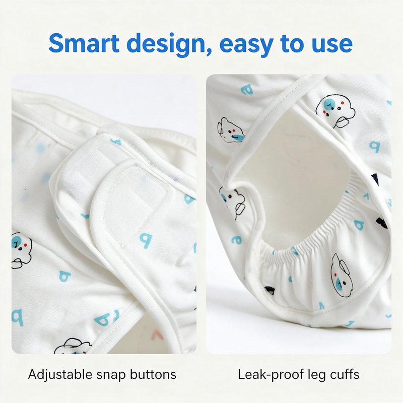 Baby Cloth Diaper Cover, Reusable Waterproof Diaper Nappy Pants with 3 Inserts, Pure Cotton Breathable Adjustable Velcro Waist, Leak-Proof for Newborn Toddlers 0-12 Months, Colors shipped at random