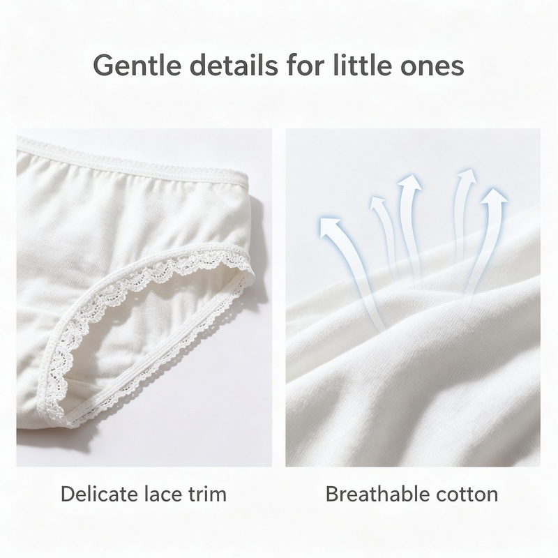 100% Cotton Girls Briefs 6 Pack, Soft Breathable Triangle Underwear for Baby Girls 7-13kg, Picot Lace Edge Elastic Waistband, Assorted Cute Prints, 3 Sizes by Weight