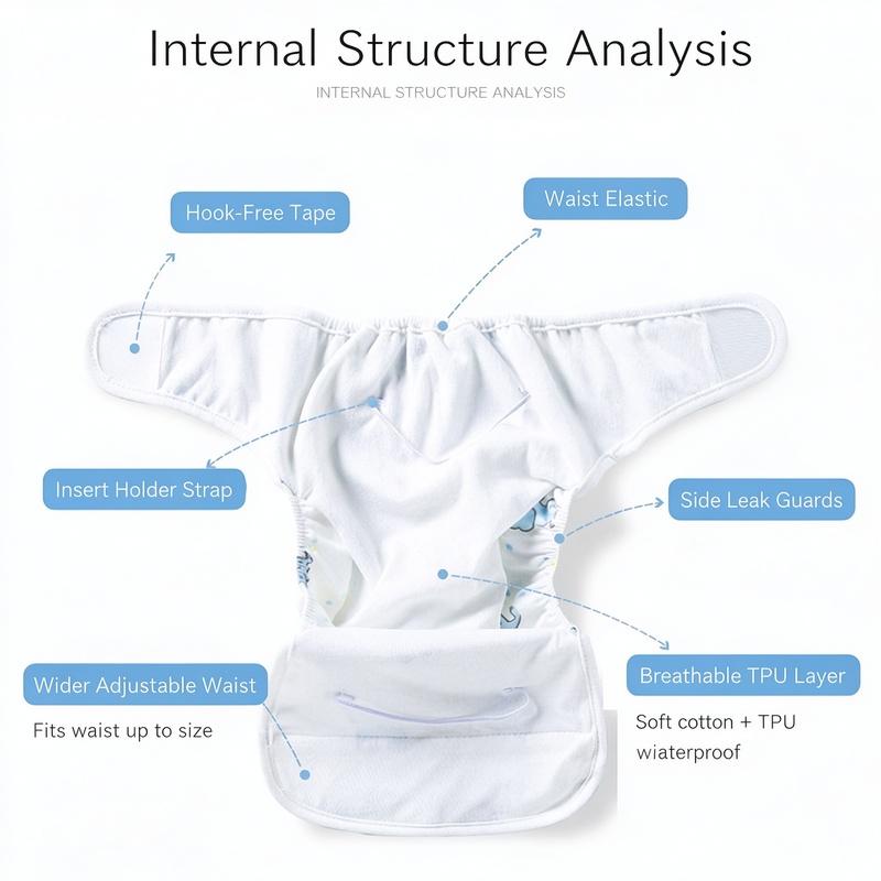 Baby Cloth Diaper Cover, Reusable Waterproof Diaper Nappy Pants with 3 Inserts, Pure Cotton Breathable Adjustable Velcro Waist, Leak-Proof for Newborn Toddlers 0-12 Months, Colors shipped at random