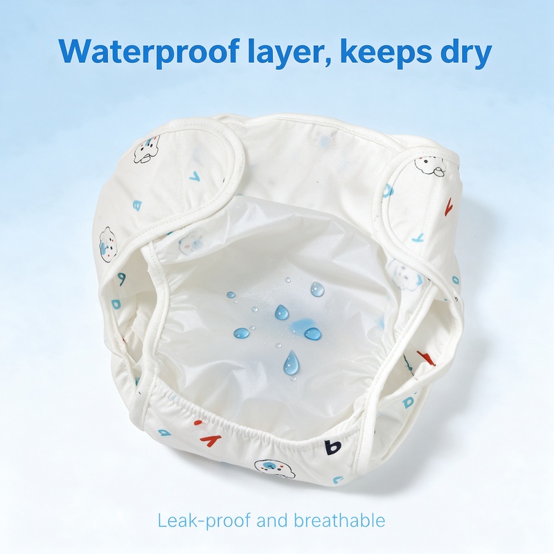 Baby Cloth Diaper Cover, Reusable Waterproof Diaper Nappy Pants with 3 Inserts, Pure Cotton Breathable Adjustable Velcro Waist, Leak-Proof for Newborn Toddlers 0-12 Months, Colors shipped at random