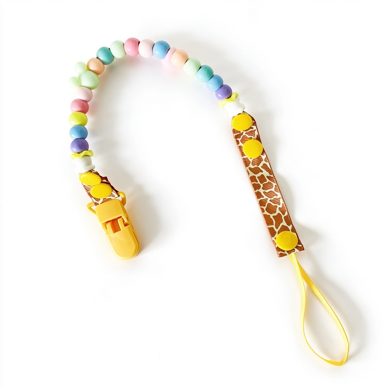 Baby Pacifier Clip Chain Handmade Colorful Beads Adjustable Length Soother Holder Anti-Drop Pacifier Keeper Secure PP Clip Fits Most Pacifiers Teething Toys for Infant Baby 3+ Months