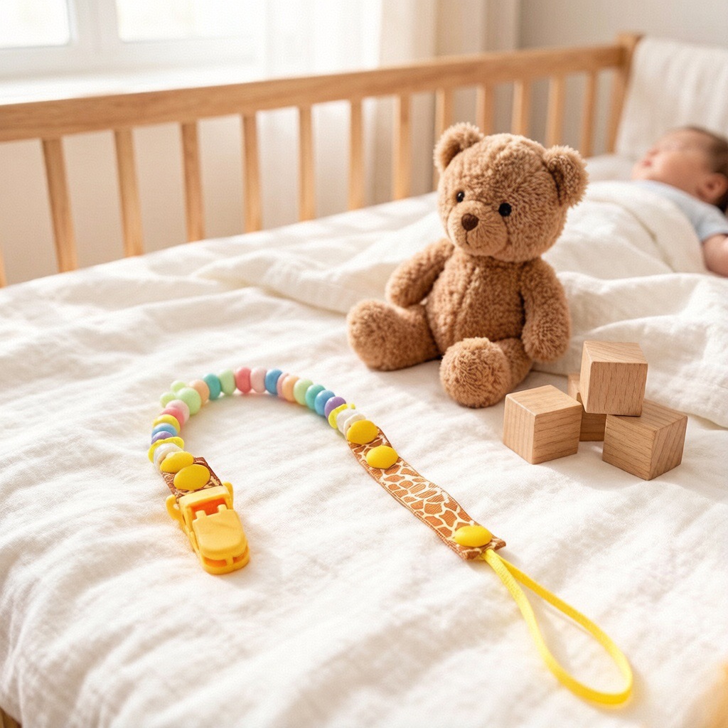 Baby Pacifier Clip Chain Handmade Colorful Beads Adjustable Length Soother Holder Anti-Drop Pacifier Keeper Secure PP Clip Fits Most Pacifiers Teething Toys for Infant Baby 3+ Months