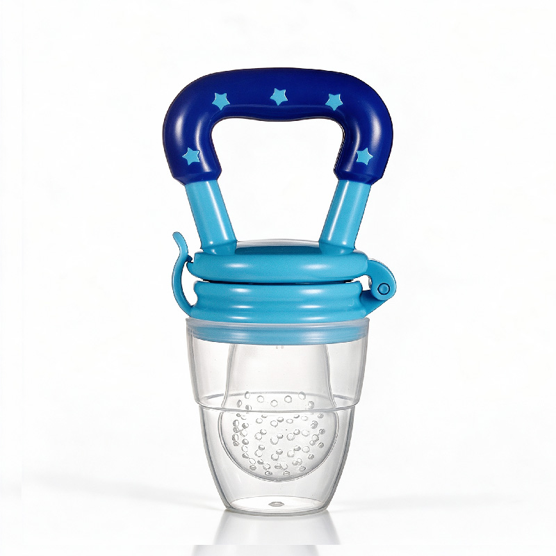 Baby Fruit Feeder Pacifier, Food-Grade Silicone Teething Toy with Star Handle, BPA-Free Infant Fruit Vegetable Feeder, 2mm Holes, Dust Cap, for 4-6 Months, 4 Colors